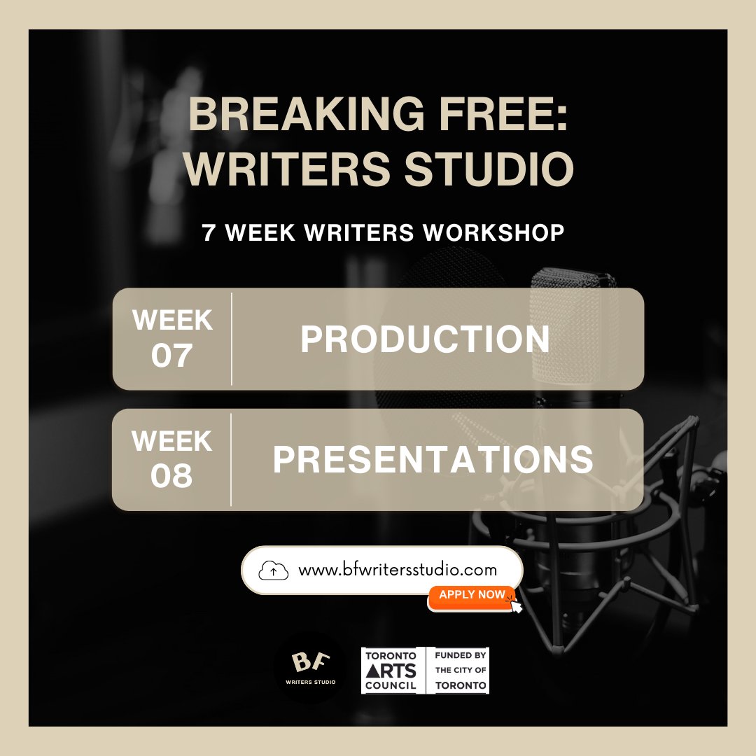 bfwritersstudio's tweet image. A 7-week Writing Workshop for Black Writers from 18-35. 🔔Link to apply in Bio!
Don't miss this incredible opportunity to grow as a writer, connect with fellow creatives, and ignite your passion for storytelling!
#WritersWorkshop #WritingCommunity #WritingProgram #TorontoWriters