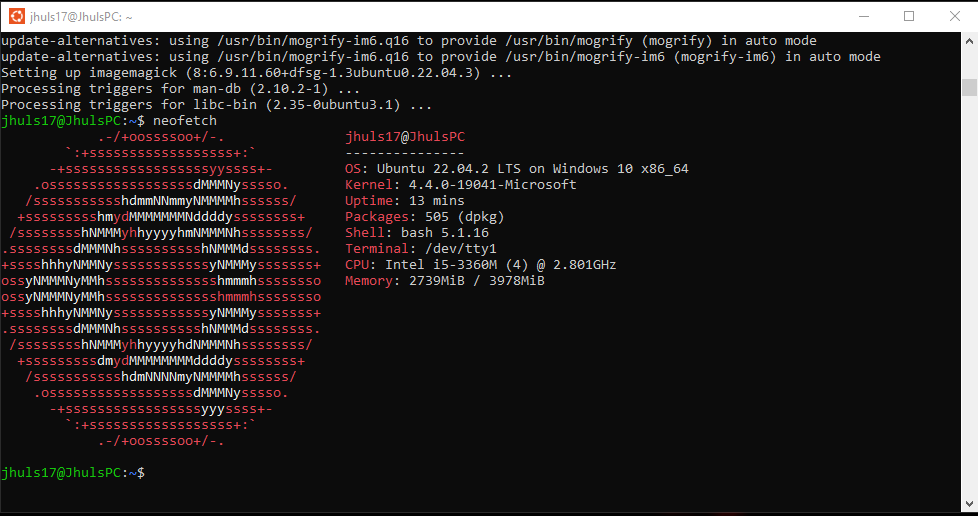JulitaCastro_17's tweet image. Neofetching my way to Linux Ubuntu lol😂😂
Staying up until almost 2AM just to run this😁
Sharing my experience and small win this week❤️
#learningsneverend
#Linux
#LinuxOnWindows
#linuxubuntu
#ubuntuexperience
#terminal
#neofetch
#wsl
#windowssubsystemforlinux
