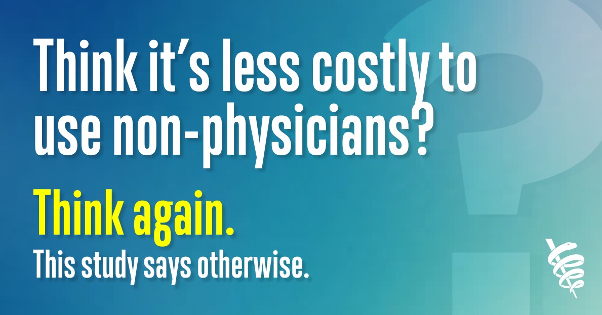 AmerMedicalAssn's tweet photo. IMPORTANT: Removing physicians from the care team could mean $10.3 million more in spending annually. Here's how and why.