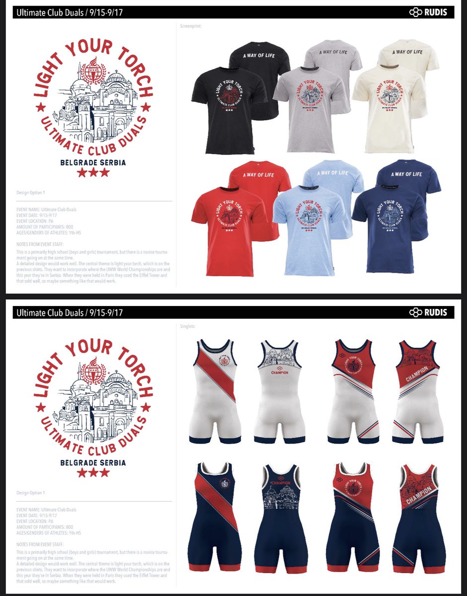 ClubDuals's tweet image. Our partner, Rudis, never lets us down! Here is a sneak peek at our event shirts and the singlets-that go to the winners of the Elite divisions. Light Your Torch and dream big @ UCD Fall Duals Sept 15-17, 2023. So much talent coming to the Girls Elite, HS Boys Elite &amp;amp; K-8 Elite.