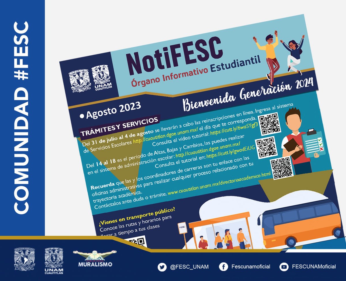 FESC_UNAM's tweet photo. Comunidad #FESCuautitlán #NotiFESC es el medio por el que conocerás actividades, convocatorias, trámites escolares y más.
Consulta el no. de abril ➡️ https://t.co/sSxVZ4dW9A https://t.co/4kfKfc8Lh5