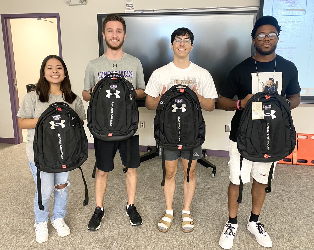 Let’s give a round of applause for these undergrad students!👏🏻 They earned a SFA Sports Medicine backpack today for receiving a 3.0 GPA this past spring semester! Keep studying and working hard Jacks!📚

#GotYourBackJacks x #AxeEm x #RaiseTheAxe