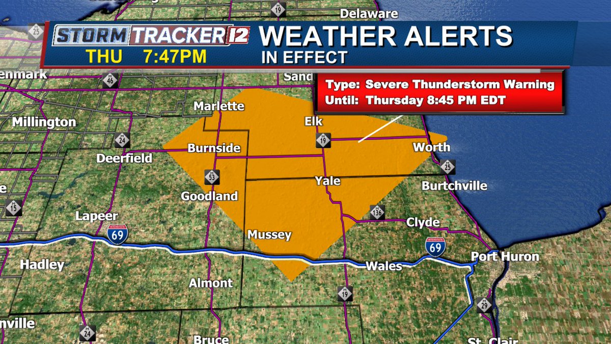 ABC12WX's tweet image. A Severe Thunderstorm Warning is in effect until Aug 03, 2023 8:45PM. Tune into ABC12 on air or download our ABC12 First Alert Weather App for more details.