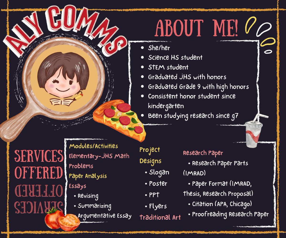 comms_aly's tweet photo. Hi, this is Aly, your academic commissioner and also your friend <3

↳ kindly check out my commission sheet below to learn more about me and my academic services
↳ don't forget to use the inquiry form for more inquiries/transactions !! 

^^ https://t.co/Q05DRB2Ul1