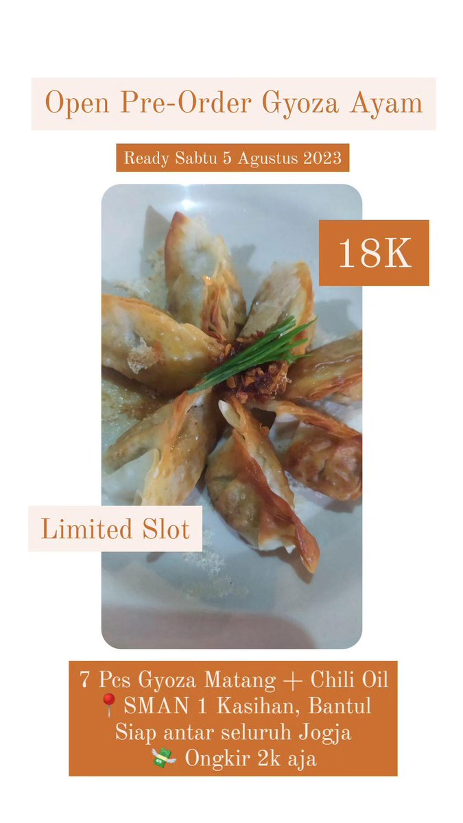 Yang malem minggunya mau makan Gyoza? Lesgo DM sekarang juga ☝🏻