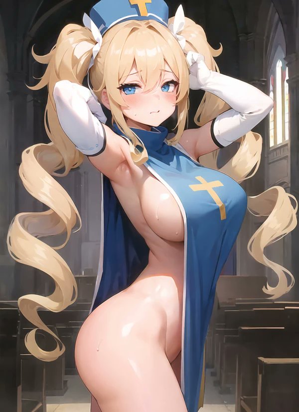 🎶 entiendo que solo estamos probando nuevos uniformes para las monjas pero.......¡¿No crees que este es demasiado revelador?! >/////<