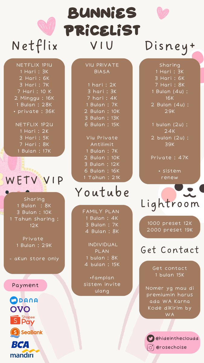 hideinthecloudd's tweet photo. haloo cemuaa, aku mau jualan apps prem yang bergaransi dan murmer yaa 🧸🍪🥛 
link testi ada di bio🫶
if u interested 
wa ʚɞ : https://t.co/xYheI8RUS9
payment : dana, spay, ovo, BCA, mandiri, seabank🤍

 #zonajajan #zonauang️ #ZonaBA https://t.co/xArC0SVacu