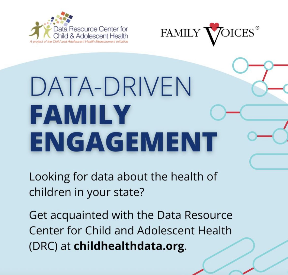 Looking for data about children’s health in your state? Get acquainted with the Data Resource Center for Child and Adolescent Health (DRC) Child and Adolescent Health Measurement Initiative (CAHMI) at JHSPH. Visit childhealthdata.org.