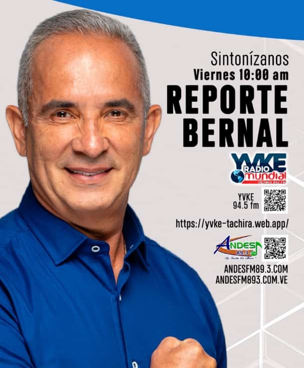 #Mañana es #Viernes de #ReporteBernal el programa del Gob. <a href="/FreddyBernal/">Freddy Bernal</a> a partir de las 10am, sintoníza la 94.5 FM <a href="/YvkeTachira/">Yvke Tachira</a> y <a href="/andesfm893/">ANDES 89.3Fm</a> para escuchar de primera mano, toda la información sobre la gestión de la <a href="/Gob_Tachira/">Gobernación del estado Táchira</a>
 #TachiraIndetenible 
<a href="/BermudezJoseA/">Bermúdez José</a>
¡Imperdible!
