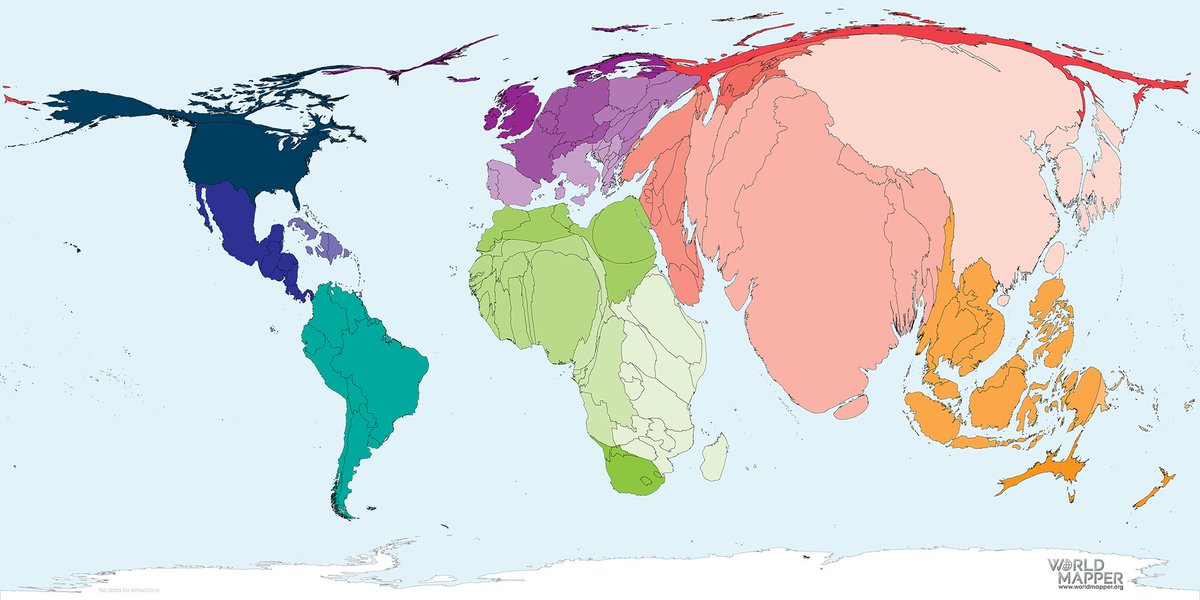 professorkao's tweet photo. For #RandomQGIStoTableauStuff No. 13, let's take a look at:
CARTOGRAMS... maps that distort/resize geographic features based on a measure. Great examples at @worldmapper.
With the "cartogram3" plugin in @QGIS, it's quite simple to create them & then visualize in @TableauPublic. https://t.co/rycDf8BzyR