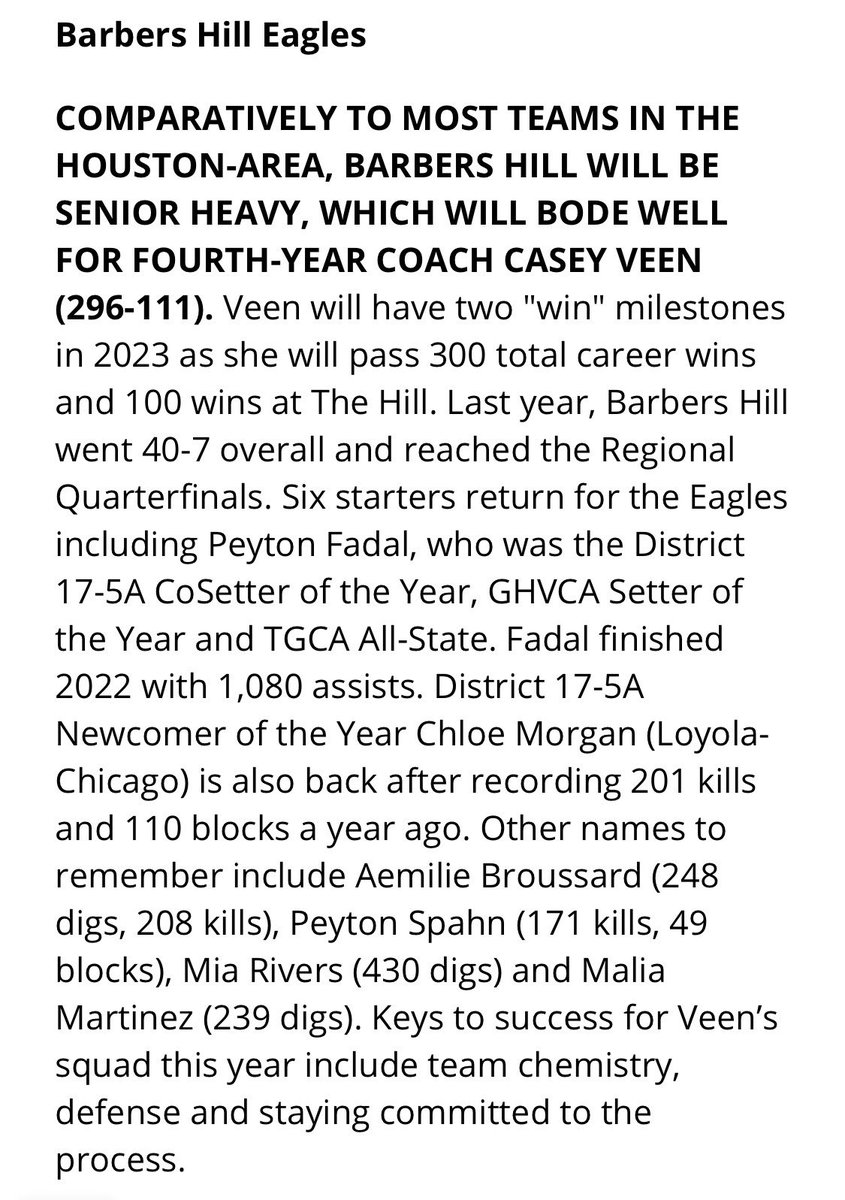 Things officially kick off tomorrow with our BH Scrimmage at Middle School North- First serve at 8am!! 🏐🦅💙
Thanks <a href="/vypehouston/">VYPE Houston</a> for the write up!!