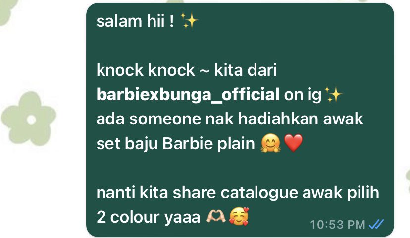 raudhahbungaa's tweet photo. “saya nak beli baju untuk wife saya dia ada rt”

see korang bagi je hint sebab ada yang nampak tauu mana tahu nanti dapat surprise mcm ni 🤭😆
#bungaKnock2dm https://t.co/TMYvhLpp0y