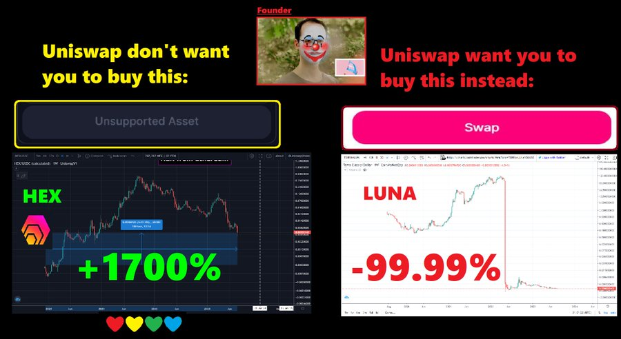 yourfriendSOMMI's tweet photo. @FuruFinance @RichardHeartWin This is completely wrong. 

The #CancelUniswap movement is to help everyone in Crypto band together to see that the SEC and Uniswap are on the same side, and they're both against DeFI &amp; Crypto.

They are evil.

HEX from Ethereum is the martyr for everyone to see the truth https://t.co/CHusTJWEYx