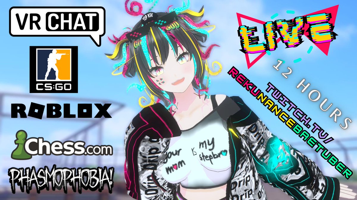 RekunanceCh's tweet photo. Let's t r y to stream for 12 Hours!
We gonna plae #VRChat , #CSGO , #Roblox, #Chess, and #Phasmophobia!
+ w +
Hanging out w/ your mom 🍅LIVE🍅 at:
https://t.co/XO2VnlgVwk
#Vtuber #ENVtuber #PHVtuber #12HoursStream https://t.co/P9j6yreOye