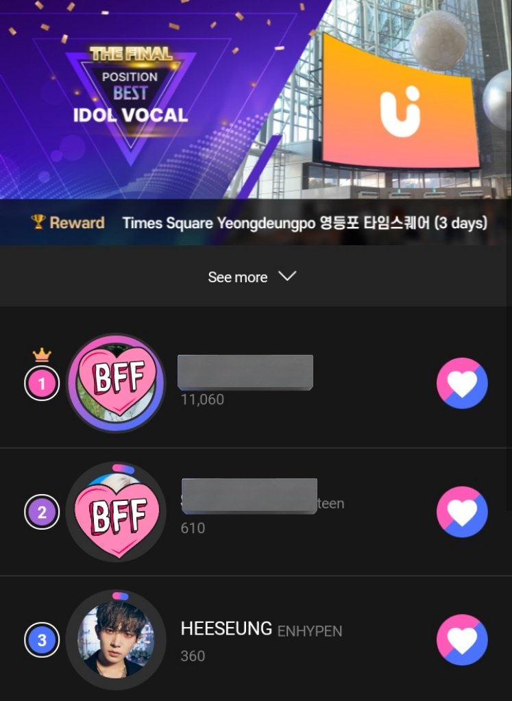 ATTENTION ENGENES ‼️

#HEESEUNG is nominated again on UPICK under "BEST IDOL VOCAL" and this voting poll will end on Aug 14 so pls spare your time voting for him here. he's currently at #3 spot so let's catch up and aim for higher rank.