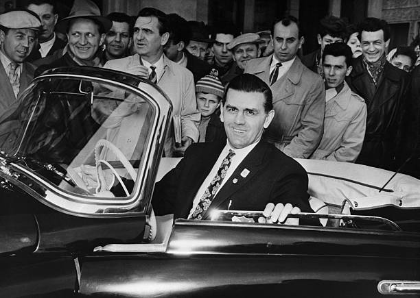 hockey_samurai's tweet photo. 1959. Prague, Czechoslovakia. Maurice "Rocket" Richard sits in his new Skoda-Felicia - a gift from the Czechoslovakian government as he attended the World Amateur Hockey Championship. "Hey Maurice, two minutes for looking so good!" 🚀
...And Happy 102nd Birthday! https://t.co/VbADLvIFmJ