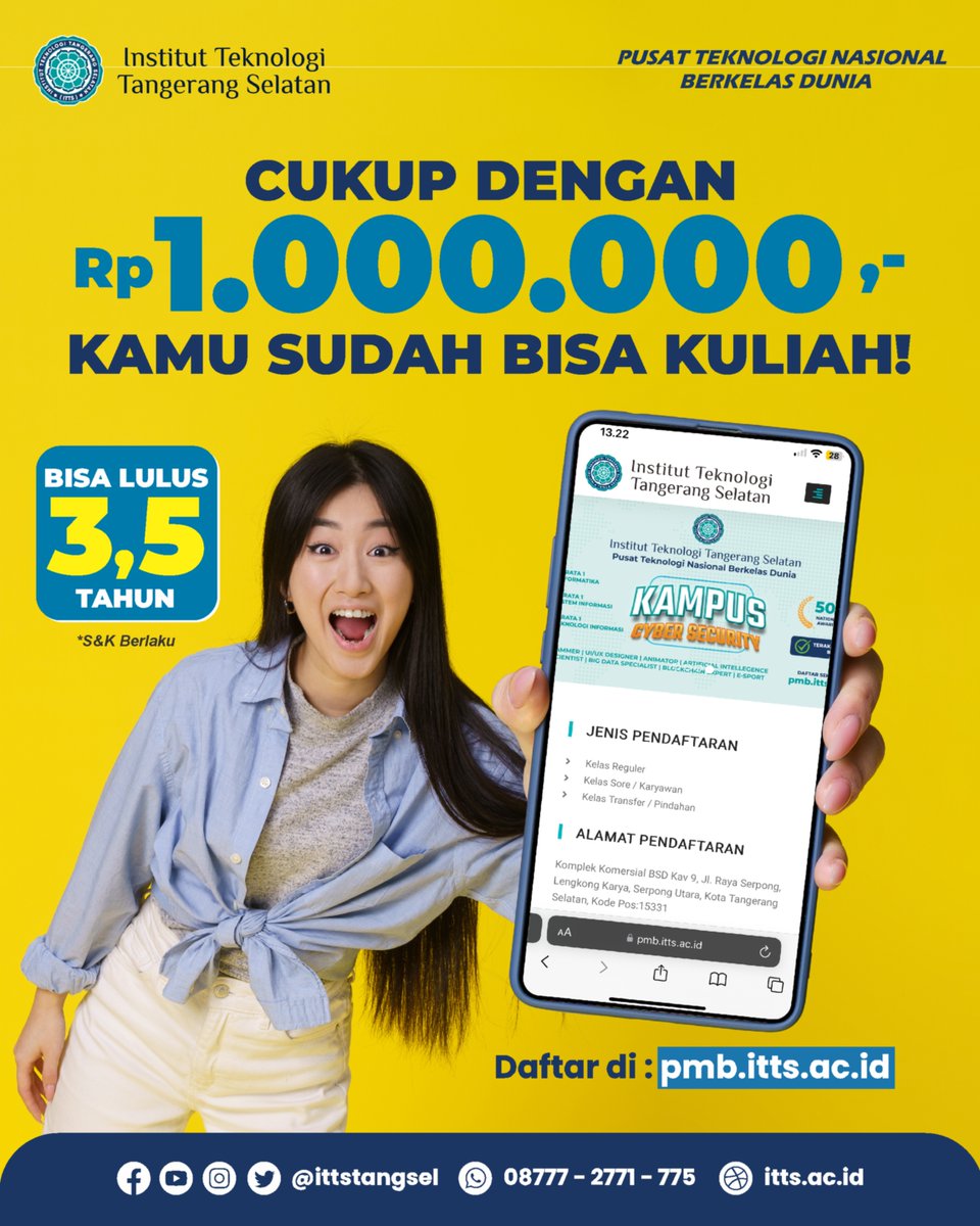 Di ITTS pembayarannya bisa di cicil dengan pembayaran minimal 1jt, gimana? mudah kan?