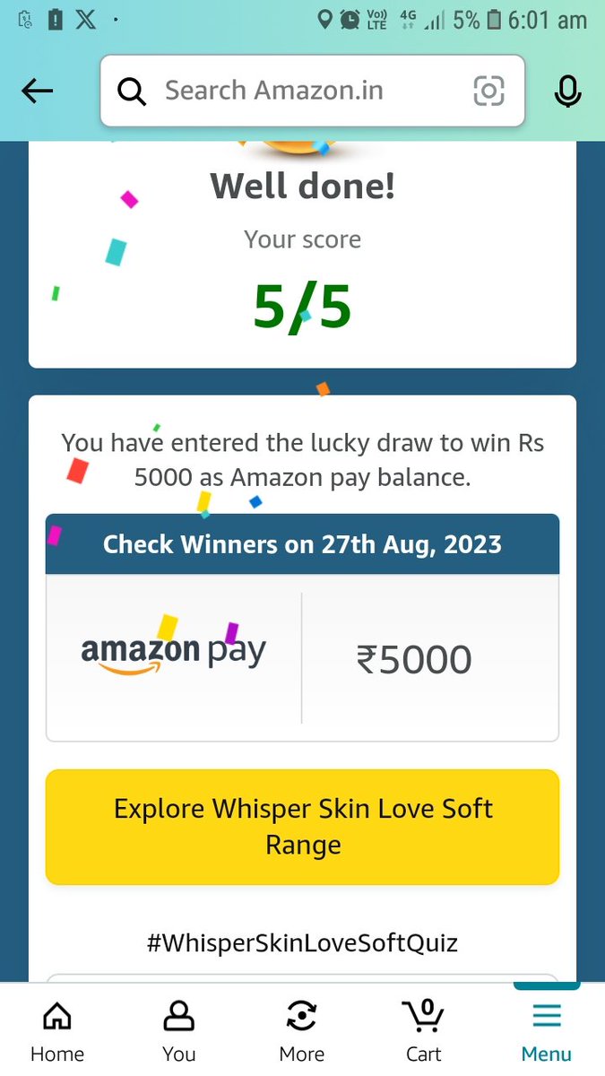 GAURAVKUMA76081's tweet image. #WhisperSkinLoveSoftQuiz 
@amazonIN 

..wish to #winamazon