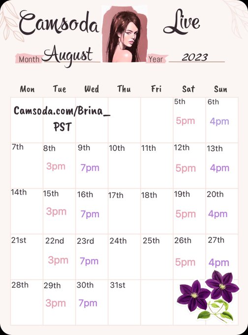 Here&rsquo;s my August cam schedule <3 https://t.co/G1YQBSFIJo