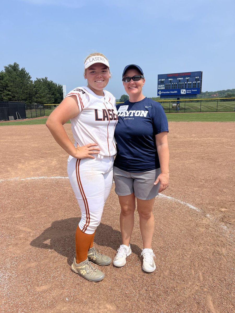 On Tuesday and Wednesday I attended the <a href="/FlyerSoftball/">Dayton Softball</a> camp and had a great time interacting with the coaches, players, and learning new drills to help me improve my game! Thank you Coach Clark and Coach Duncan. Had a great 2 days at the UD camp! <a href="/Lasers_Orange/">Ohio Lasers Orange 2023/2024/2025 grads 🥎</a>