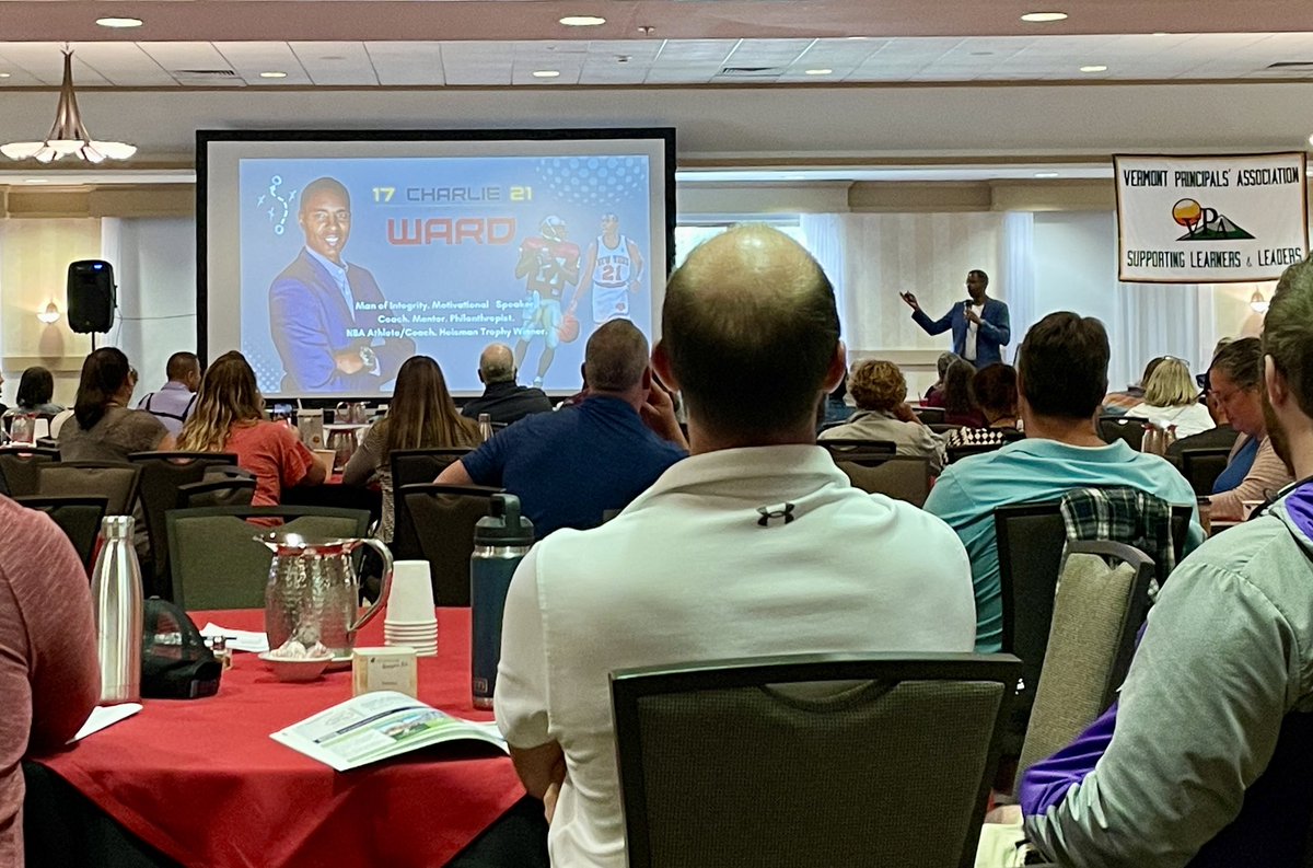 Jennefer802's tweet photo. Closing of the #2023vtleadershipacademy with @RealCharlieWard ~ incredible message! Thank you for an amazing conference @vtprincipals https://t.co/j9SviOFGpf