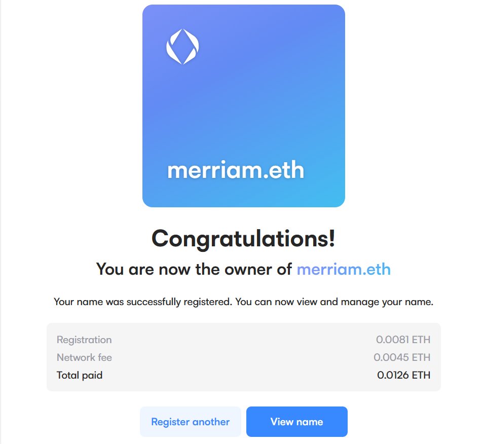 HaithamMoussa2's tweet photo. Just registered Merriam.eth from premium for 4$ (#prepunkclub word)
what do you think ?๐ค๐ค
#ENS #ensdomains $ENS #ENSVision