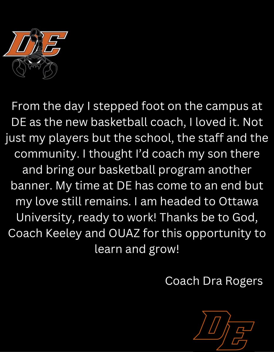 AndraRogers6's tweet photo. Never easy to leave a program with unfinished business. But as quick as God put me there, He is taking me out and on to the next place.

Thanks to DE, my guys, coaches, and admin for everything. The journey has been amazing and I pray that I impacted you guys just as much as you’ve impacted me. 

Let’s get to work OUAZ💯🎯 

#JesusAlwaysWins #PlayFast 

@AZWValleyFCA @OUAZMBB