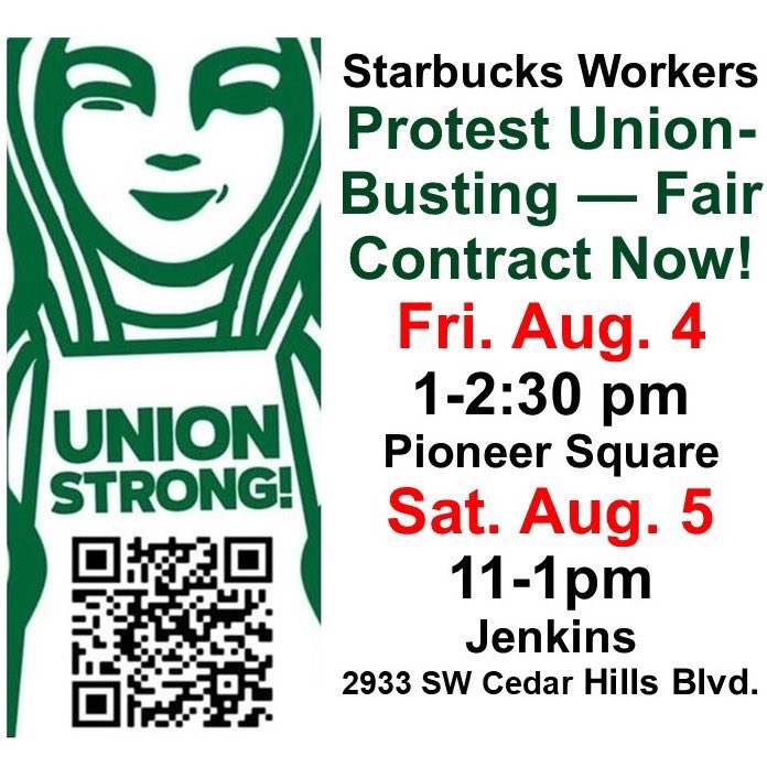 JwJpdx's tweet photo. 📢Support Starbucks Workers Protesting Union-Busting! — Fair Contract Now! https://t.co/Da6DUkAZZC
