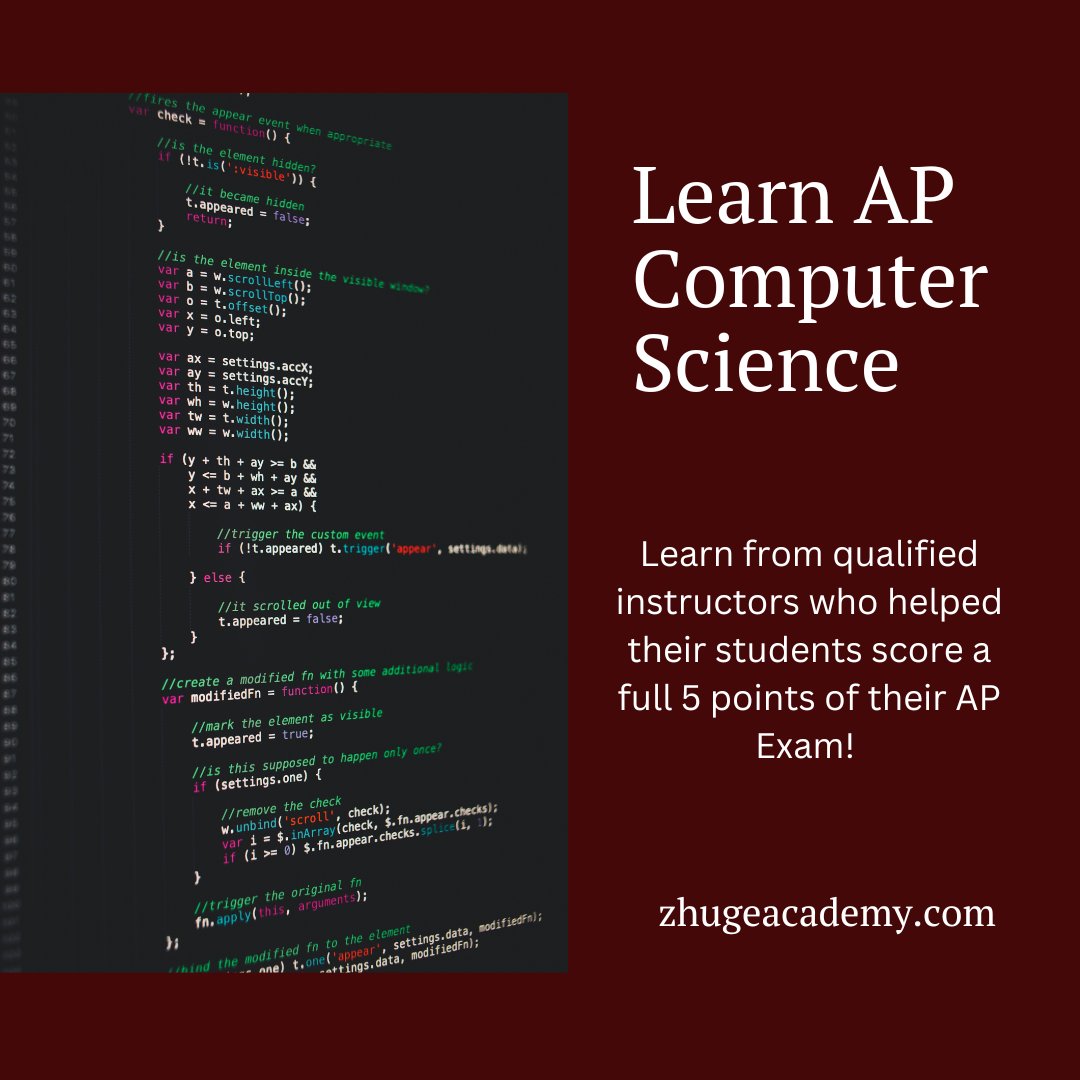 AcademyZhuge's tweet image. Join us on this transformative learning journey and unlock your potential in AP Computer Science with Zhuge Academy!
#ZhugeAcademy #APComputerScience #TechEducation