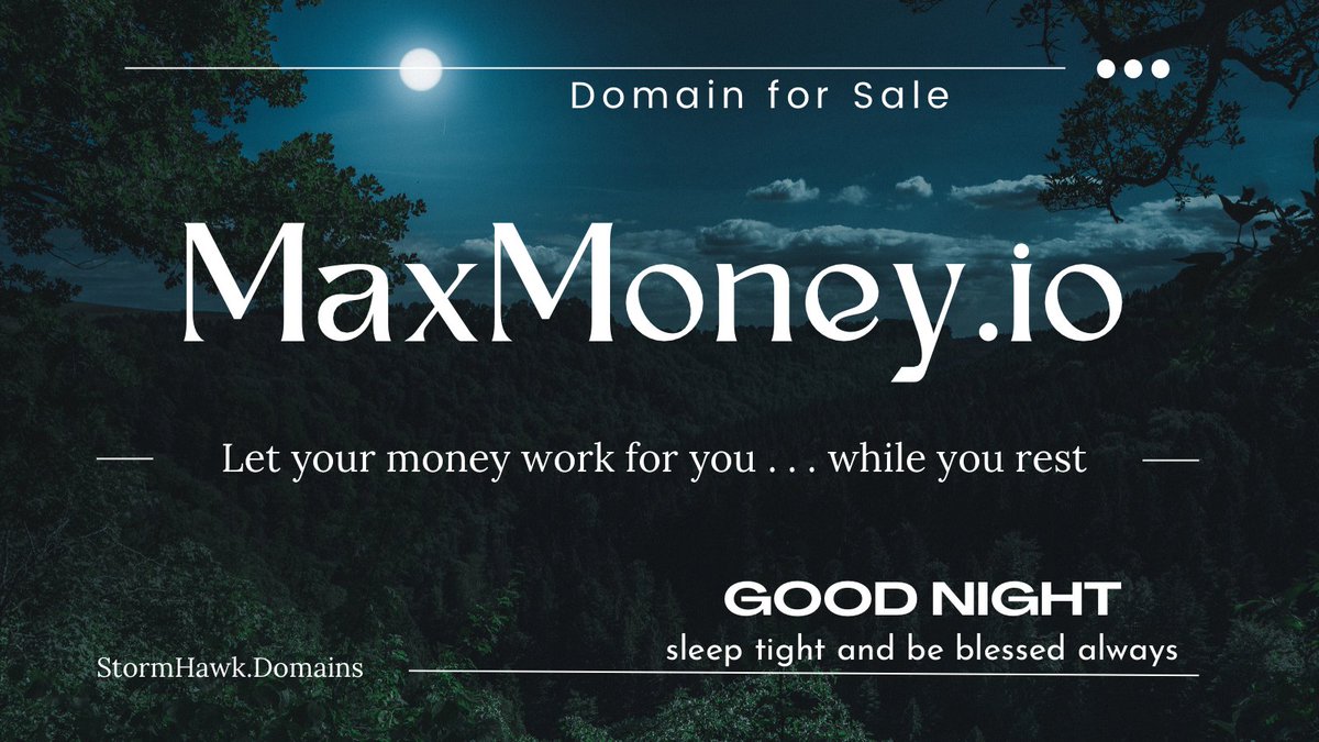 StormHawkOne's tweet photo. ✯ https://t.co/WFTxMt04Yz ✯ Domain available..

.:: Max Money .IO ::.
Let your Investment bring you the max Outcome..
#Business #investing #Domains #Branding #websites #Invest #startups #Economics #Finance #Profits #PeaceofMind #Trending #Trading #AI #Banking #Technology https://t.co/EeC4iqCXVR
