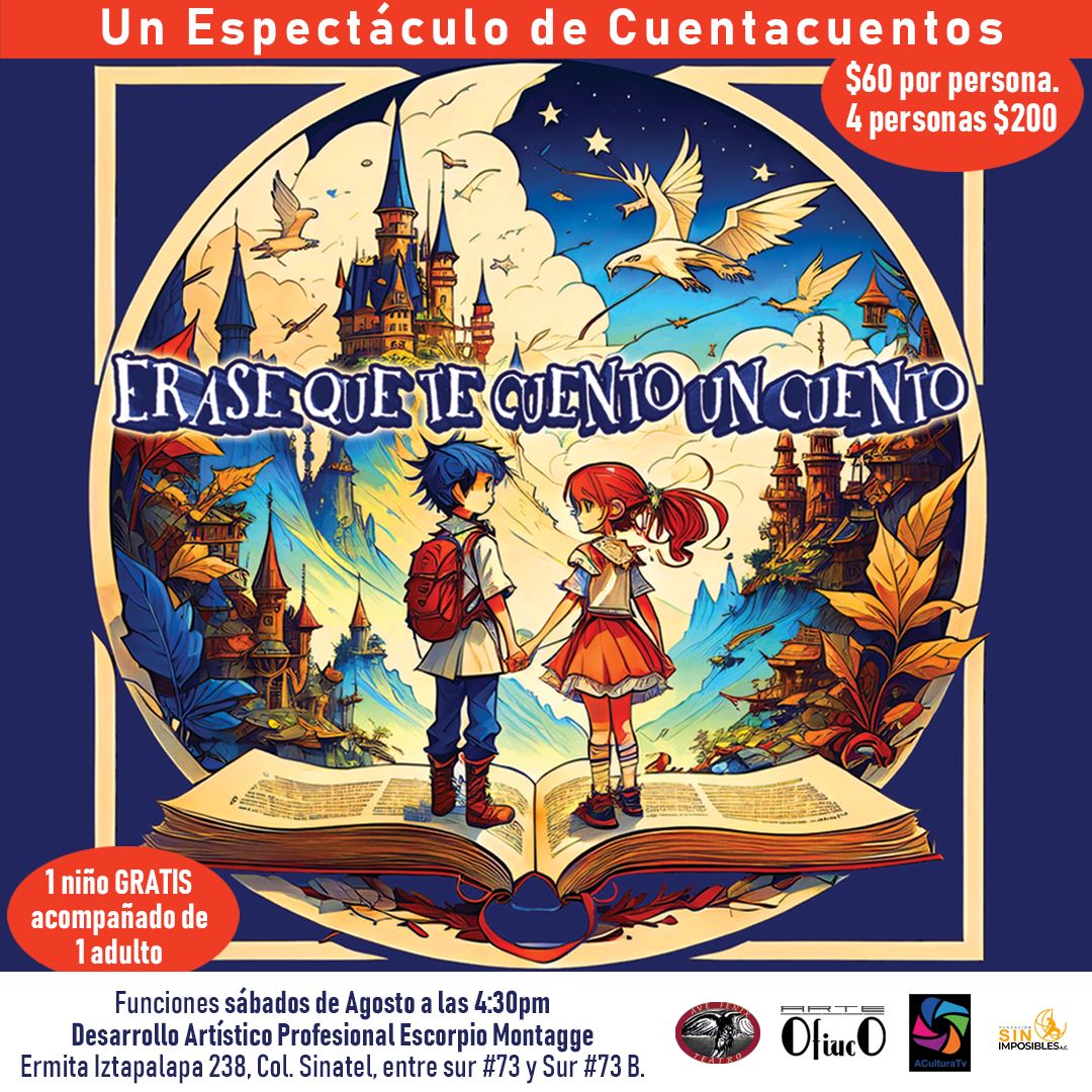 DavoMora's tweet photo. "Érase que te cuento un cuento"
El espectáculo de cuenta cuentos más exitoso y divertido para todas las edades.
Cronny el Juglar cuenta los cuentos que viven atrapados en los libros.
Trae a tus hijos a ser protagonistas de estas grandes historias. 
Sábados de agosto 4:30pm. https://t.co/E9yaEuP4Nt