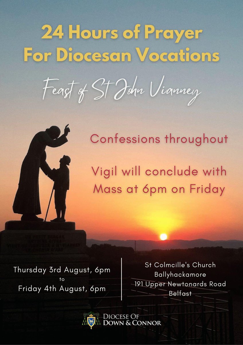 Mr Downey (@stkilliansRE) from @StKillians leads an hour of prayer, prepared by the Religious Studies Teachers of <a href="/DownandConnor/">Down & Connor</a> diocese, as part of the 24 hour prayer vigil in St Colmcilles Parish for Diocesan vocations. The vigil ends tomorrow with Mass at 6pm. <a href="/DandCSchools/">Down and Connor Education</a>
