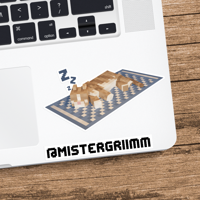 MisterGriimm's tweet photo. Bringing another old design to life as a sticker.
Added a rug under this one along with the sleepy Zz's

Modeled in @Blockbench
Rendered in @Blender
Mockup done in the @affinitybyserif softwares

#Minecraft #3DModel #pixelart #sticker #design #affinitydesign #affinityphoto https://t.co/2lZ6AwjOuz