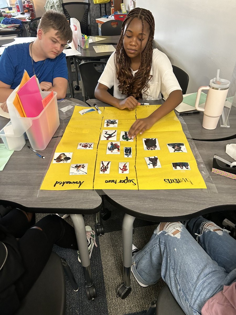 MsConradELHS's tweet photo. Students completed their first JPA of the year today with a hero sort. Some great conversations and critical thinking occurred. I’m loving all my new students and excited to see them grow. @BASABlazers @CLASE_UGA https://t.co/l9gCWY71o8