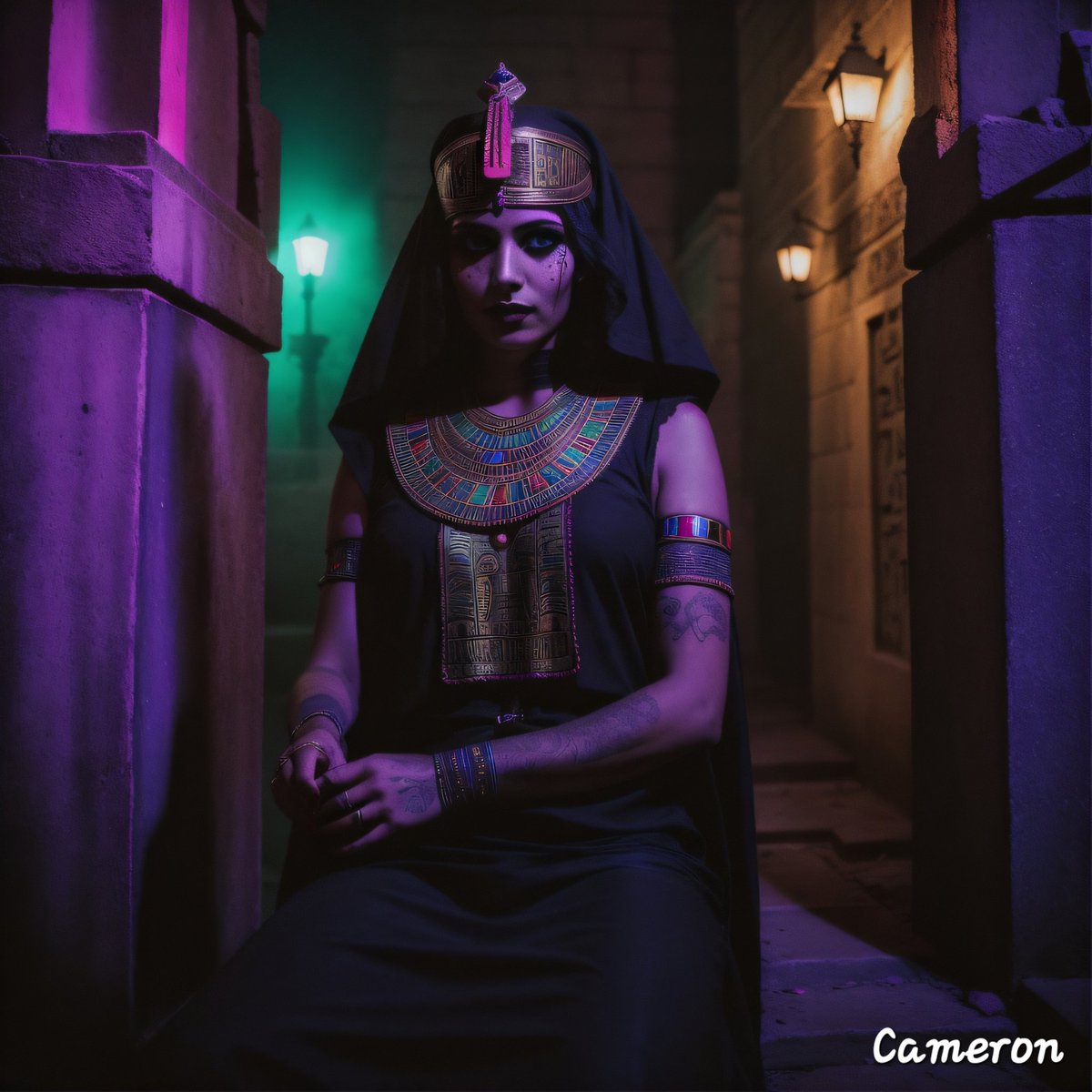 Egyptian Spy #AIArtwork #AIArtCommuity #AIart #AIArtGallery #Art #Concept #Neon #Design #Beautiful #Futuristic #Character