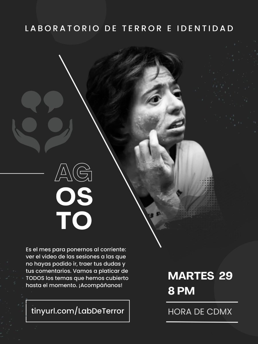 analecticalab's tweet photo. Queremos que más gente tenga chance de sumarse al #LabDeTerror, por eso este AGOSTO toca ver la grabación de las sesiones que se hayan perdido y entrarle a la discusión.
🗓️ martes 29, 20:00hrs (CDMX)
Para recibir el link a la sesión y grabaciones 👇🏼 https://t.co/Ght2ruJ82k
