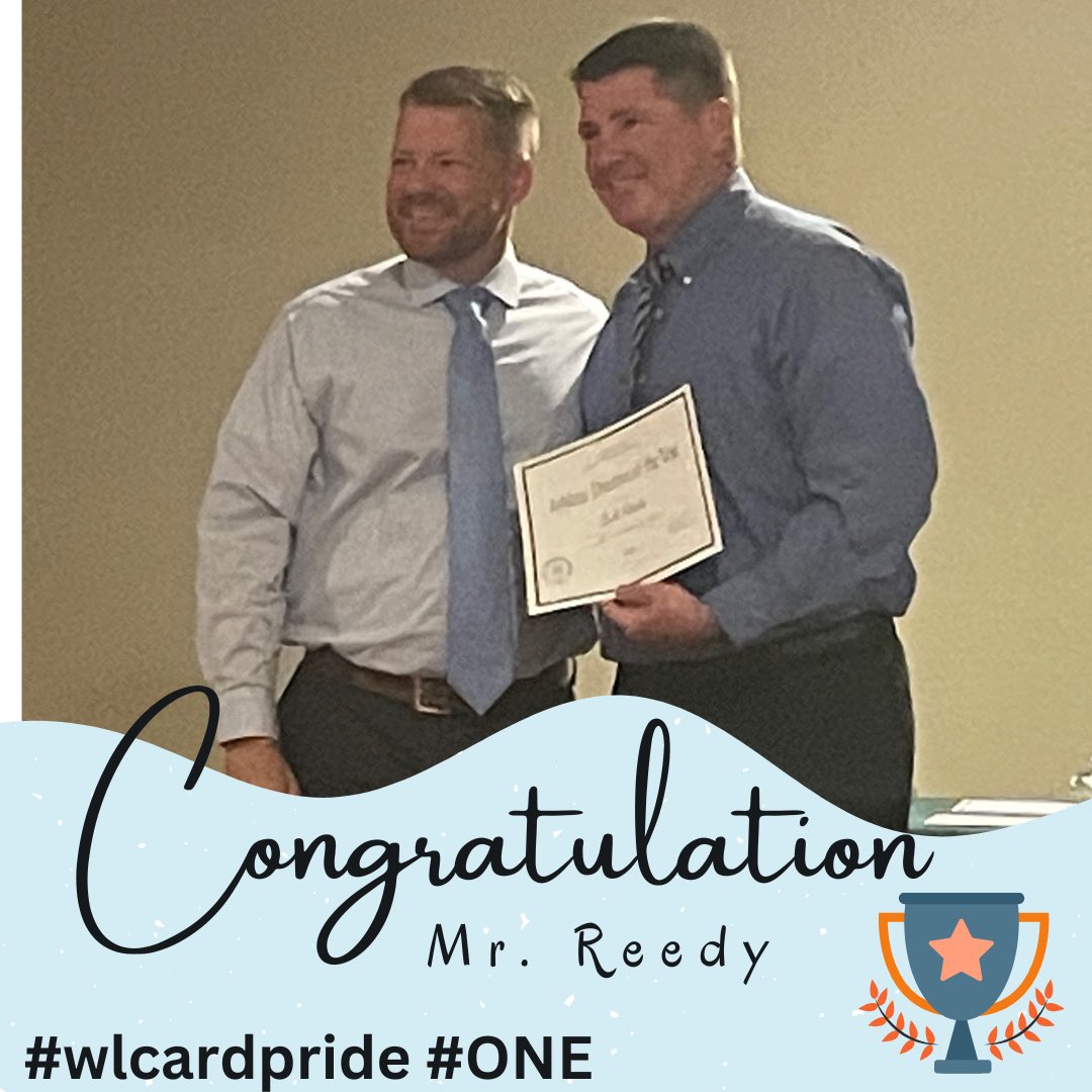 Congratulations Mr. Reedy on receiving the local IPA athletic director of the year award. Thank you for all you do! 
🟥🏆🟨  #one #wlcardpride