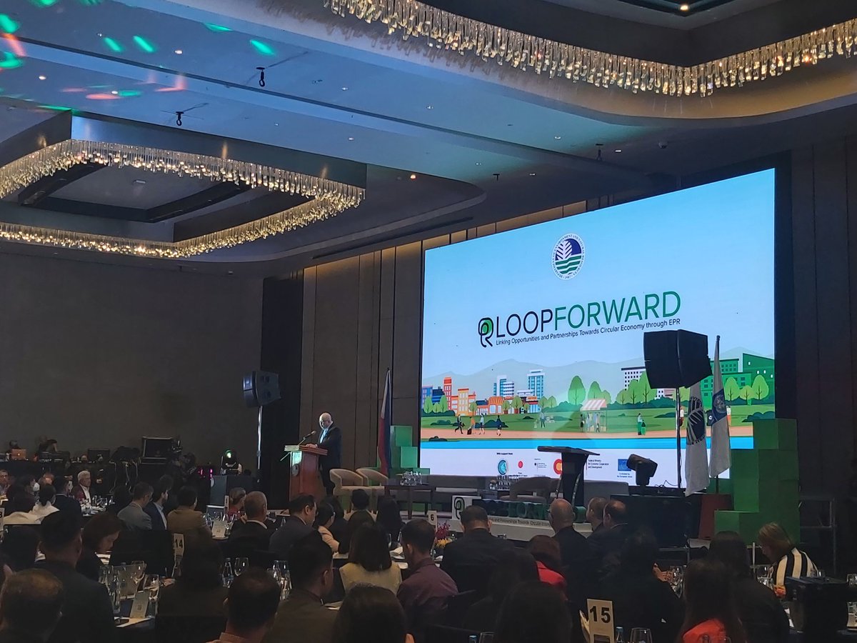 DENROfficial's tweet photo. HAPPENING NOW: The DENR, w/ @UNDPPH, holds #LOOPFORWARD: Linking Opportunities and Partnerships Towards Cluster Economy through EPR, a nationwide campaign that will drive the recovery of waste materials & prevent leakage of waste into the environment in line w/ the #EPRActof2022. https://t.co/CVw0eUggME