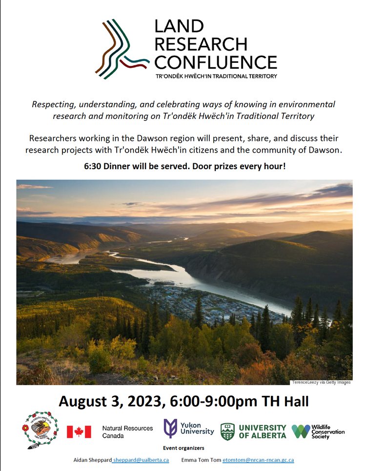 pangaroo's tweet photo. Attending the first annual Land Research Confluence! 
Respecting, understanding, and celebrating ways of knowing in environmental research and monitoring on Tr'ondëk Hwëch'in Traditional Territory. 
@TrondekHwechin
@YukonUniversity @NRCan @WCS_Canada @UAlberta @yukongov https://t.co/0ggeYWyOZL