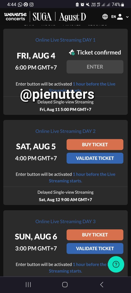 pienutters's tweet photo. sharing nobar suga agust d final d-day tour hari ini-besok-lusa bisa di aku ya, 25k/slot/day, sudah live stream, delay+ vod gdrive, make link web private yaa! yg minat bisa dm, sudah ada grupnya (fix)

2 days 35k, 3 days 55k
payment bisa via spay/dana/bca digital/qris
t. suga bts https://t.co/2KfFH6FmzL