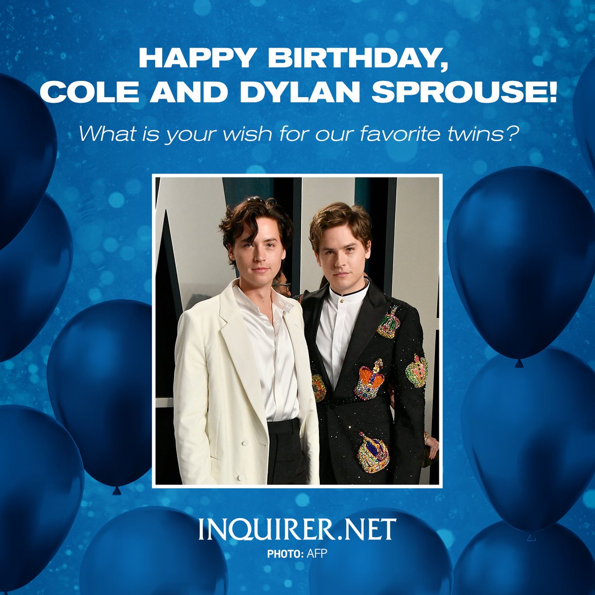 inquirerdotnet's tweet photo. Yay, us! It’s our favorite celebrity twins’ birthday. Cheers to Cole and Dylan Sprouse!

Send them your wishes in the comments. https://t.co/6NUV0ZwhTJ