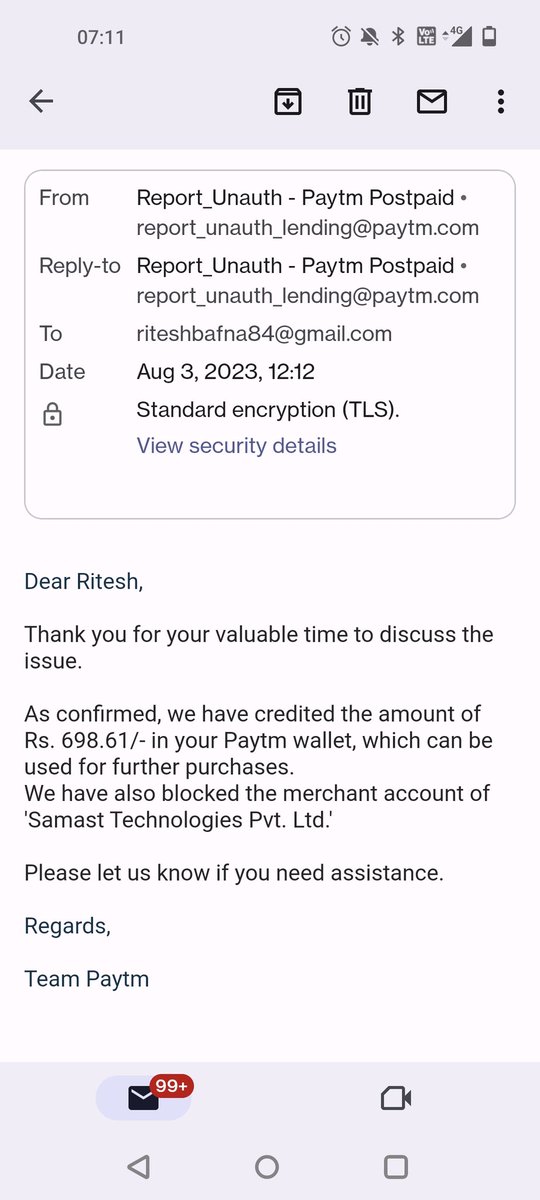 riteshbafna84's tweet photo. @Paytm @bhushan08 @mymagicpin @MumbaiPolice @Mum_CyberPolice @CareMagicpin @Truecaller @Cyberdost @PaytmBank @Paytmcare @anshoo @lightspeedvp @SamsungVentures @zomato @Cyberdost @MumbaiPolice please help in speeding this up. 
Also there is email attached from Paytm and @CareMagicpin which confirms what happened. @anshoo , promoters of samast tech and Paytm will help in your investigation. Kindly guide and help recover the money https://t.co/dDsAg7whba