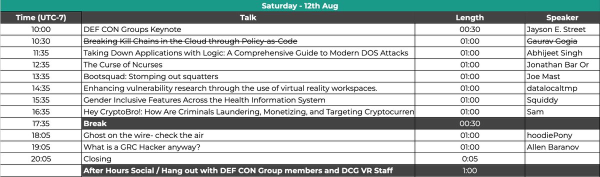 DCGVR #defcon31 #schedule: