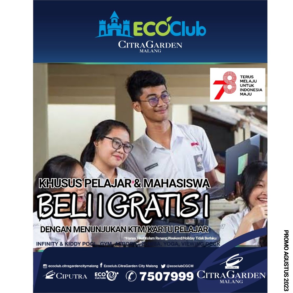 ecoclubCGCM's tweet photo. WELCOME AGUSTUS KUY!
Spill Promo @ecoclubCGCM di bulan Agustus 2023
.
#ecoclubcitragardenmalang #ecoclubkolamrenang #kolamrenangdimalang #Subuh #Pagii #Hazard #ciputra #kolamrenanghitsdimalang #viewkerendimalang #Sarapan #wisatakotamalang #citragardenmalang #infinitypool #sh1oke https://t.co/JO7nkjfu4Y