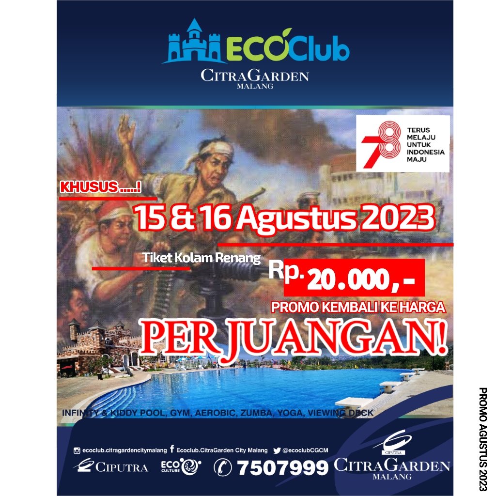 ecoclubCGCM's tweet photo. WELCOME AGUSTUS KUY!
Spill Promo @ecoclubCGCM di bulan Agustus 2023
.
#ecoclubcitragardenmalang #ecoclubkolamrenang #kolamrenangdimalang #Subuh #Pagii #Hazard #ciputra #kolamrenanghitsdimalang #viewkerendimalang #Sarapan #wisatakotamalang #citragardenmalang #infinitypool #sh1oke https://t.co/JO7nkjfu4Y