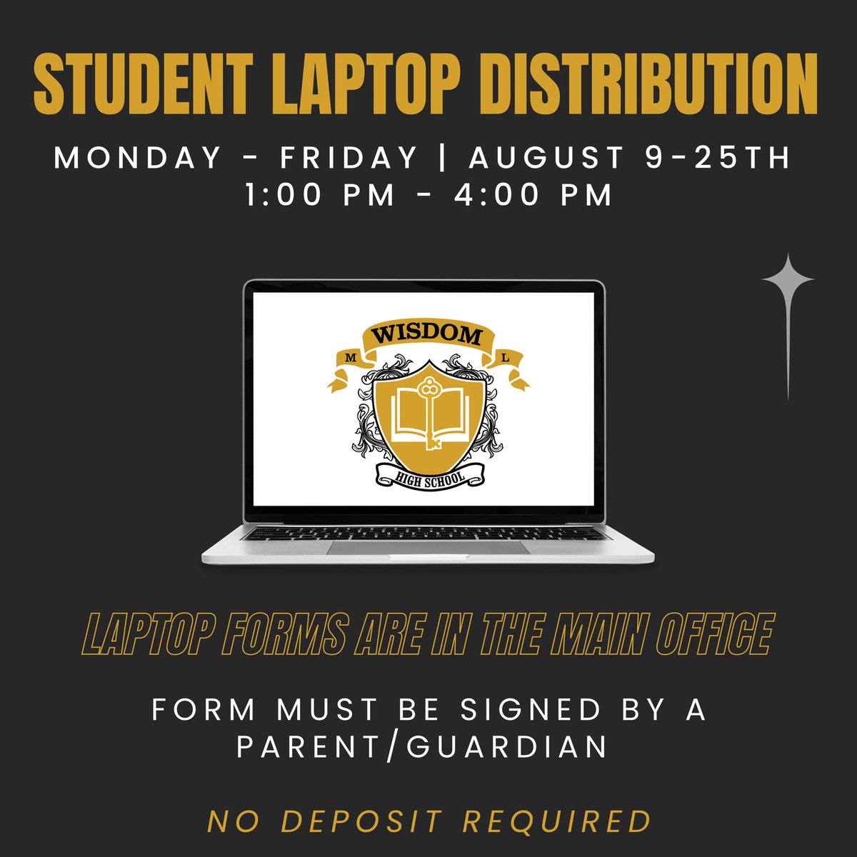 WisdomHS_HISD's tweet photo. #GeneralUpdate Student laptop distribution starts next week! @HoustonISD @HISD_West https://t.co/jCWRyThHxO
