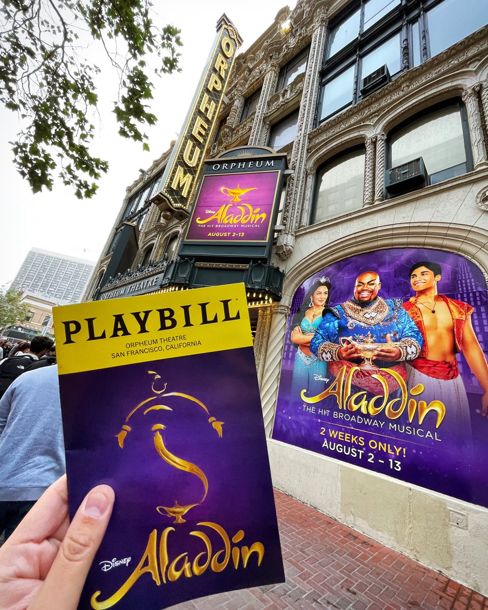 atgsanfrancisco's tweet photo. Wishing @aladdin a shining, shimmering, splendid Opening Night! π§ββοΈ
Join us for a magic carpet ride at the Orpheum Theatre through August 13th! #AladdinSF | https://t.co/guxdBq1XAp https://t.co/cd5bgNkZdo