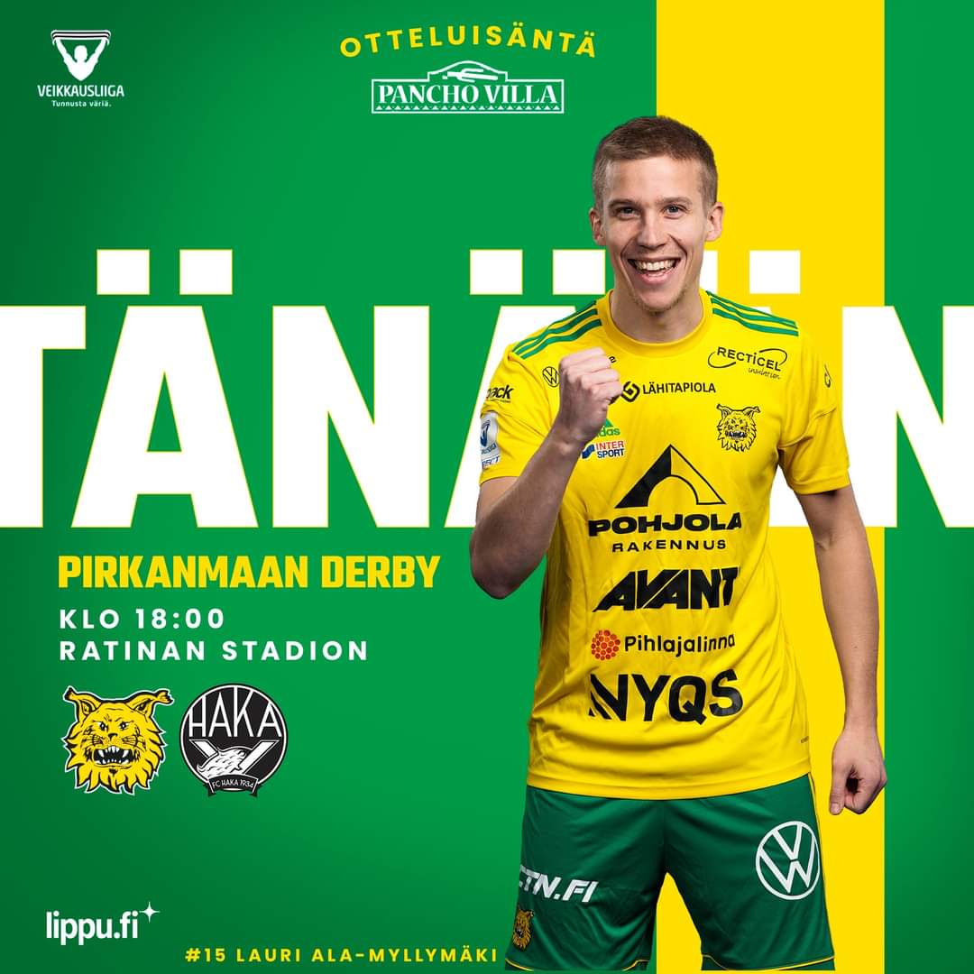 🟡Tänään 4.8. on
D E R B Y P Ä I V Ä🟢

🆚 FC Haka
🏆 Veikkausliiga
🕕 18:00
🏟️ Ratinan Stadion

Kaikki mukaan kannustamaan Ilves Edustus voittoon 🟡🟢

🎟 lippu.fi/ilvesedustus