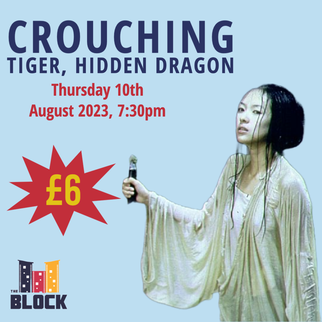 Join us on Thursday for Crouching Tiger, Hidden Dragon. A warrior steals a sword from a famed swordsman and then escapes into a world of romantic adventure with a mysterious man in the frontier of the nation. Purchase tickets online or on the door 🎟️ Refreshments included🍿