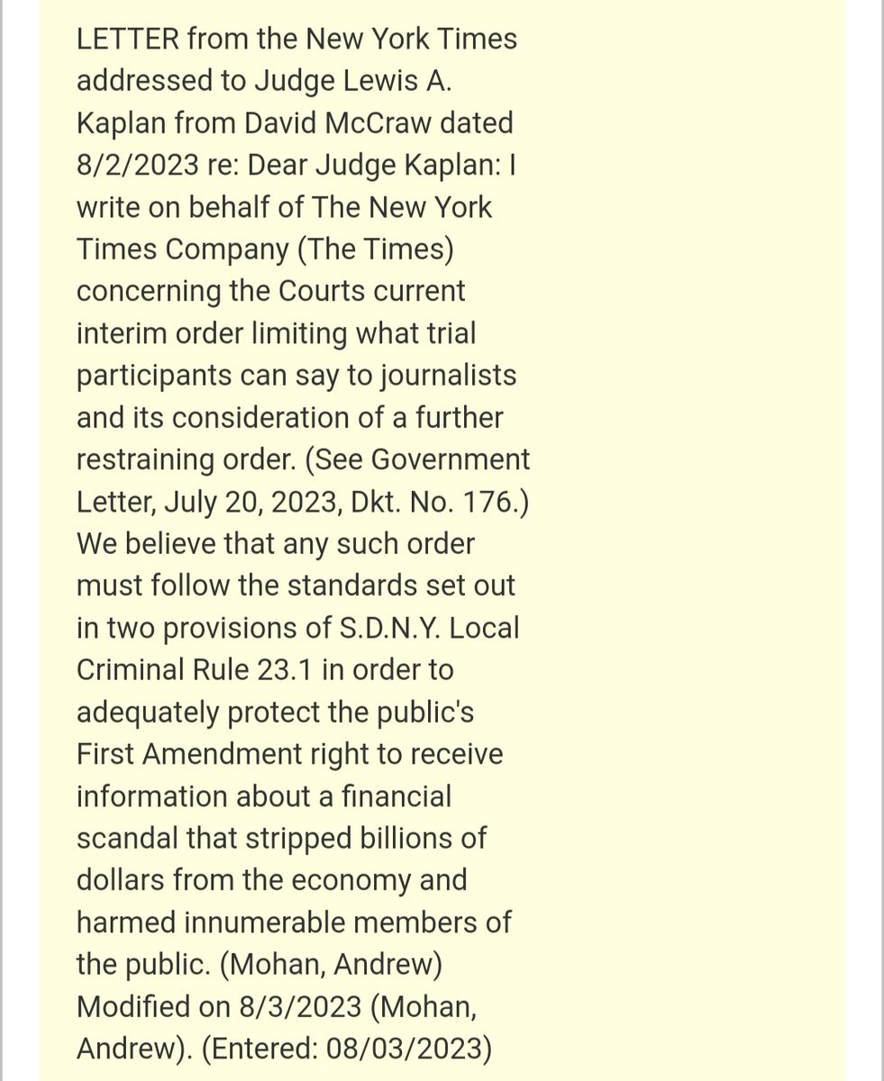 XSoulverse's tweet photo. @nytimes pushing back on speech limits in #FTX saga.
In defense of public's right to be informed, the paper cites the First Amendment, reminding that muzzling non-lawyers' voices is a rare exception, not a norm. #FTXFallout #Crypto #CRYPTONEWS https://t.co/NXkV8jloR7